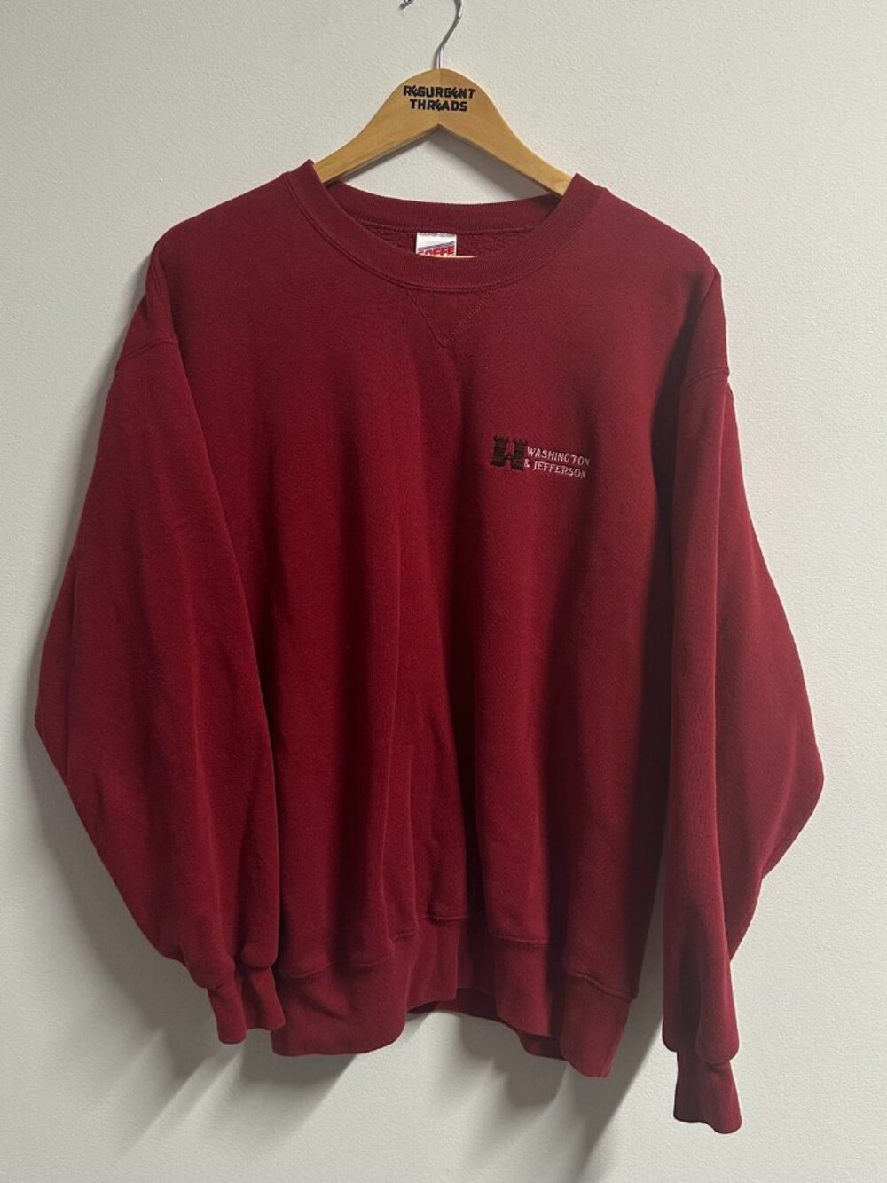 Vintage Washington & Jefferson College Pullover Sweatshirt Red Large